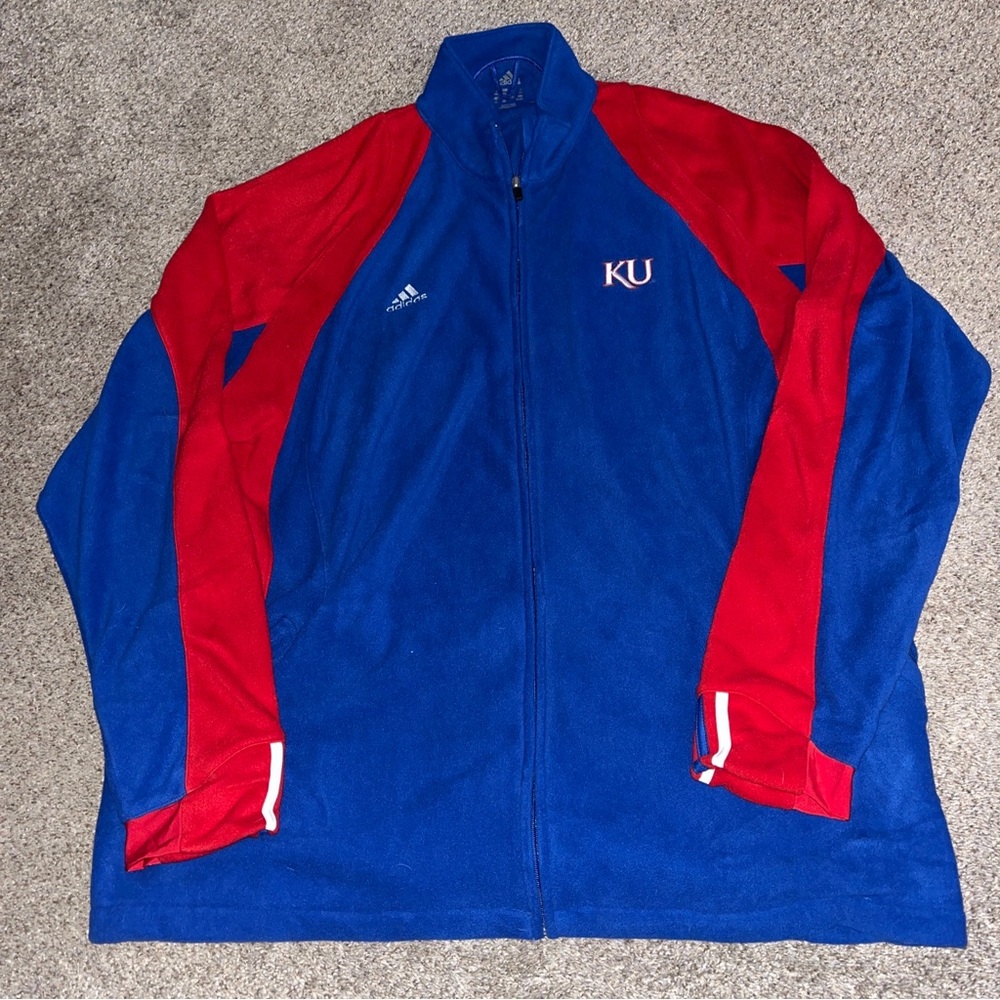 Vintage 1990's Adidas Kansas Jayhawks Full Zip Jacket Basketball Sz 2XL NWT NOS